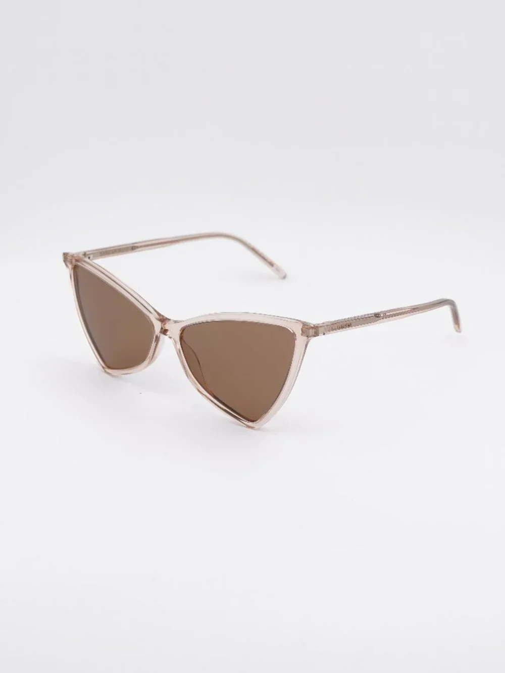 Saint Laurent SL475JERRY 005 Sunglasses Nude Geometric Frame, Brown Lenses